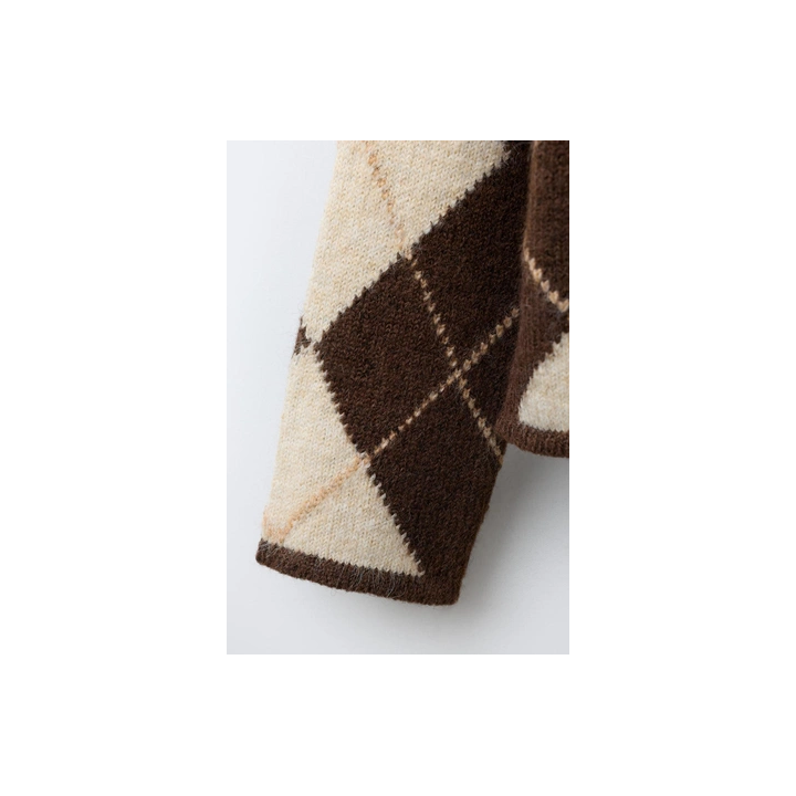 ВЯЗАНЫЙ КАРДИГАН С УЗОРОМ «РОМБЫ»