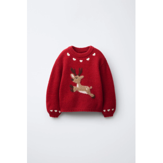 Вязанный свитер с принтом оленя