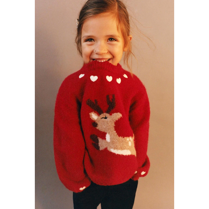 Вязанный свитер с принтом оленя