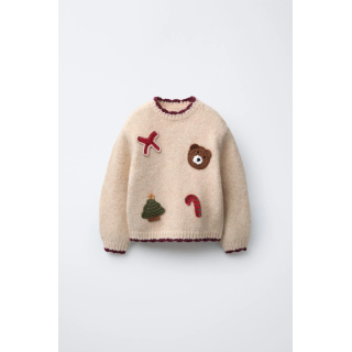 ВЯЗАНЫЙ ДЖЕМПЕР С НАШИВКАМИ КРЮЧКОМ