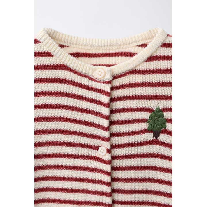 ВЯЗАНЫЙ КОМБИНЕЗОН В ПОЛОСКУ С ВЫШИТЫМ ДЕРЕВОМ