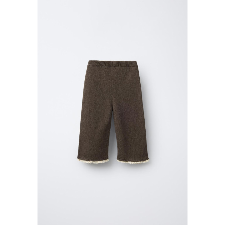 ТРИКОТАЖНЫЕ БРЮКИ-КЮЛОТЫ С КРУЖЕВОМ