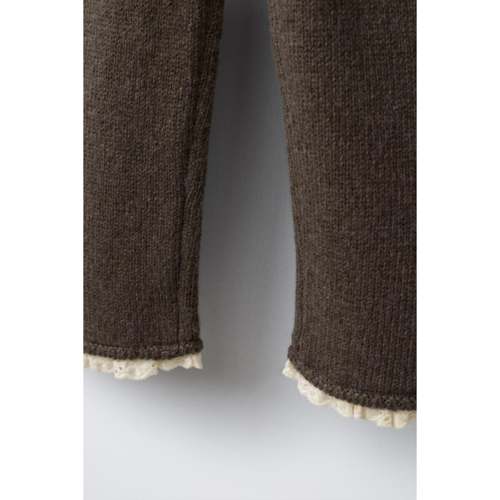 ТРИКОТАЖНЫЕ БРЮКИ-КЮЛОТЫ С КРУЖЕВОМ