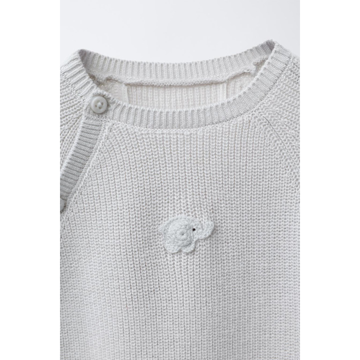 ЖЕМЧУЖНЫЙ ТРИКОТАЖНЫЙ КОМБИНЕЗОН СО СЛОНОМ