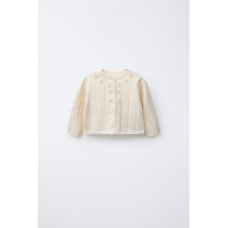 ВЯЗАНЫЙ КАРДИГАН С АЖУРНОЙ ВЯЗКОЙ И ВЫШИВКОЙ