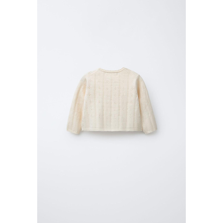 ВЯЗАНЫЙ КАРДИГАН С АЖУРНОЙ ВЯЗКОЙ И ВЫШИВКОЙ