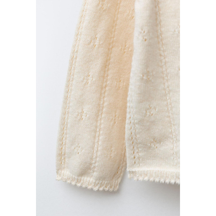 ВЯЗАНЫЙ КАРДИГАН С АЖУРНОЙ ВЯЗКОЙ И ВЫШИВКОЙ