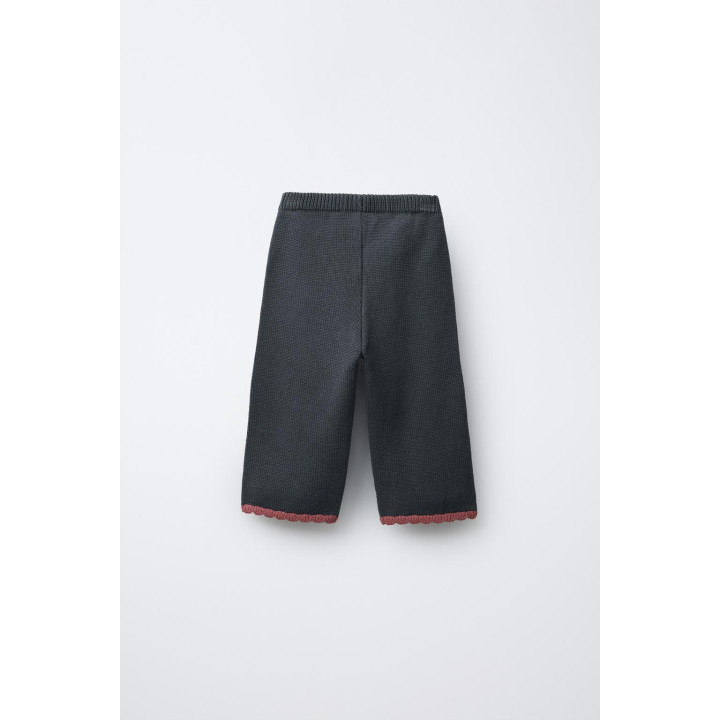 ТРИКОТАЖНЫЕ БРЮКИ-КЮЛОТЫ С ВЫШИВКОЙ В ВИДЕ ЦВЕТОВ