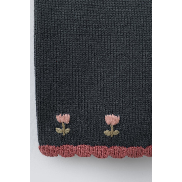 ТРИКОТАЖНЫЕ БРЮКИ-КЮЛОТЫ С ВЫШИВКОЙ В ВИДЕ ЦВЕТОВ