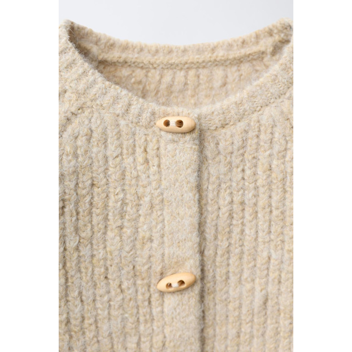 ВЯЗАНЫЙ КАРДИГАН С НАВЕСНЫМИ ПЕТЛЯМИ