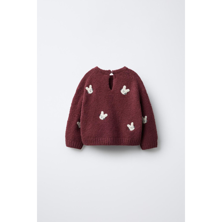 ВЯЗАНЫЙ СВИТЕР С ВЫШИТЫМИ КРОЛИКАМИ