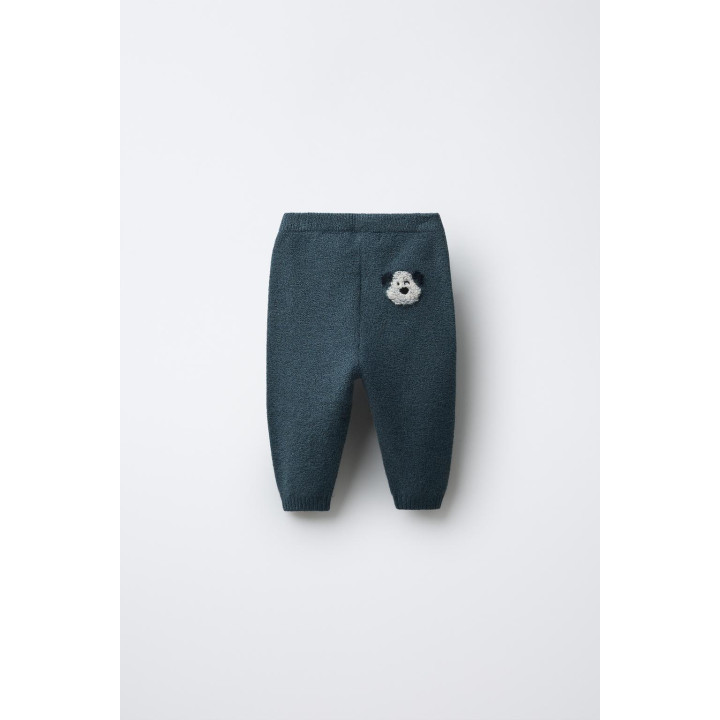 ТРИКОТАЖНЫЕ БРЮКИ С ВЫШИВКОЙ СОБАЧКИ