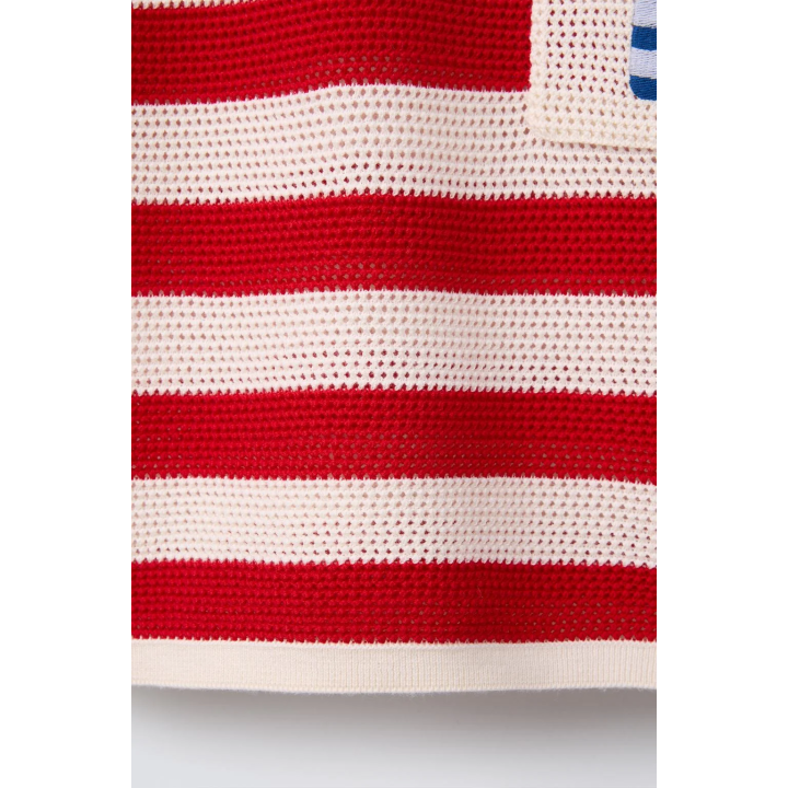 ТРИКОТАЖНАЯ ФУТБОЛКА В ПОЛОСКУ С ВЫШИВКОЙ «МАЯК»