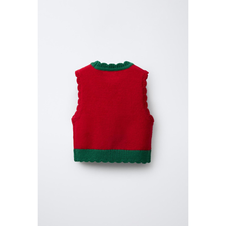 ВЯЗАНЫЙ ЖИЛЕТ С АППЛИКАЦИЯМИ КРОШЕ