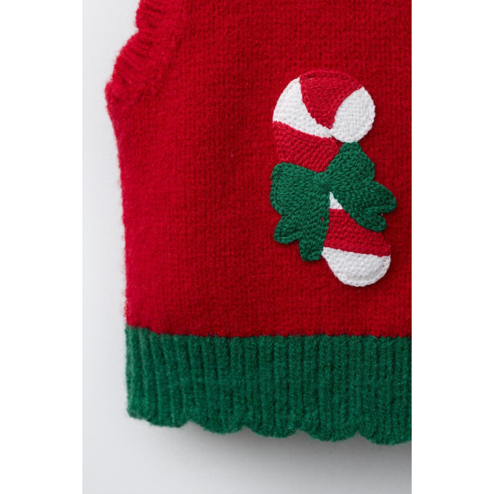 ВЯЗАНЫЙ ЖИЛЕТ С АППЛИКАЦИЯМИ КРОШЕ