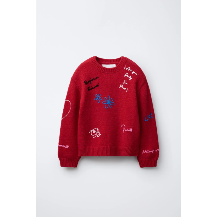 ВЯЗАНЫЙ СВИТЕР С ВЫШИВКОЙ