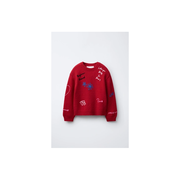 ВЯЗАНЫЙ СВИТЕР С ВЫШИВКОЙ