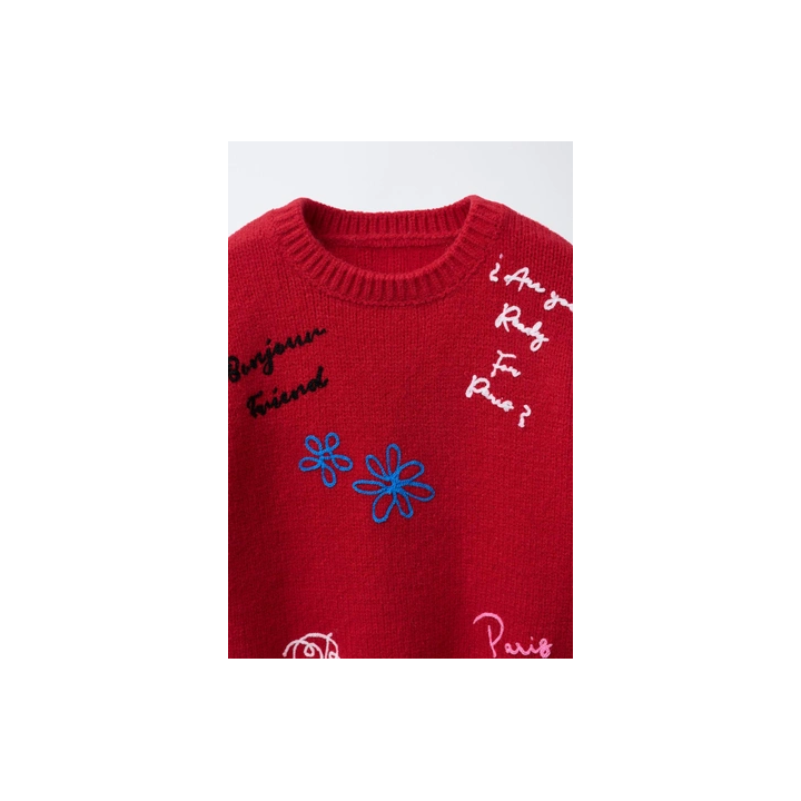 ВЯЗАНЫЙ СВИТЕР С ВЫШИВКОЙ