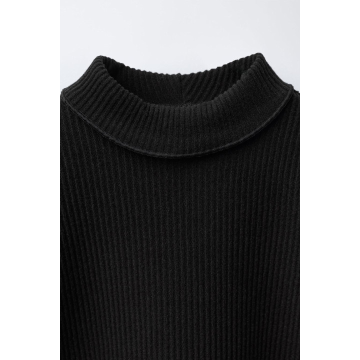 ЛОНГСЛИВ В РУБЧИК С ВОРОТНИКОМ-СТОЙКОЙ