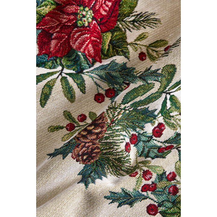 Рождественский дорожка по столу с жаккардовым узором из веток остролиста