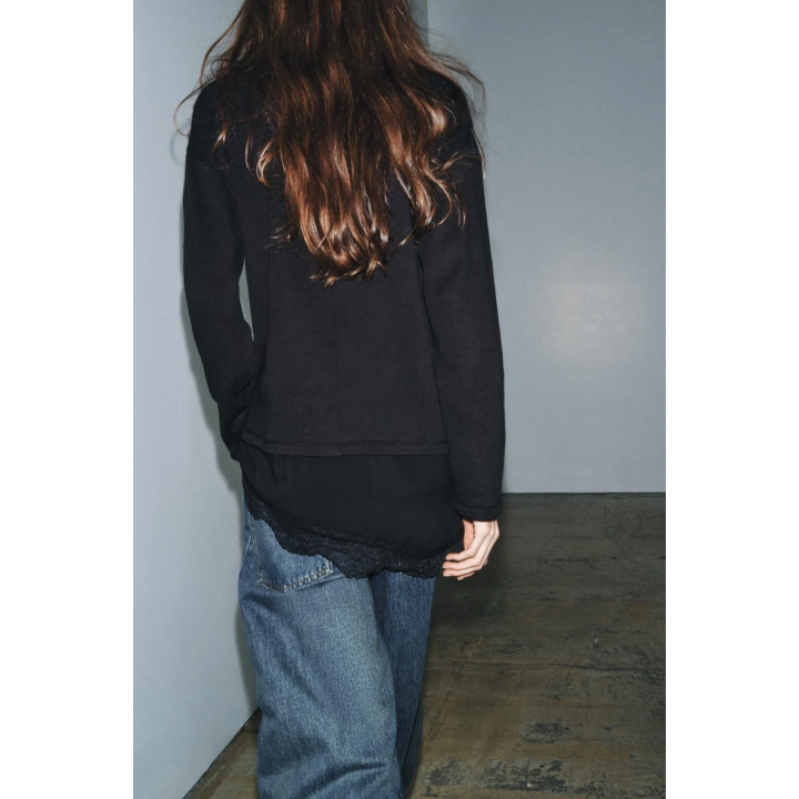 ФУТБОЛКА С КОМБИНИРОВАННЫМ КРУЖЕВОМ