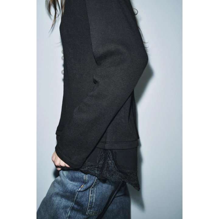 ФУТБОЛКА С КОМБИНИРОВАННЫМ КРУЖЕВОМ