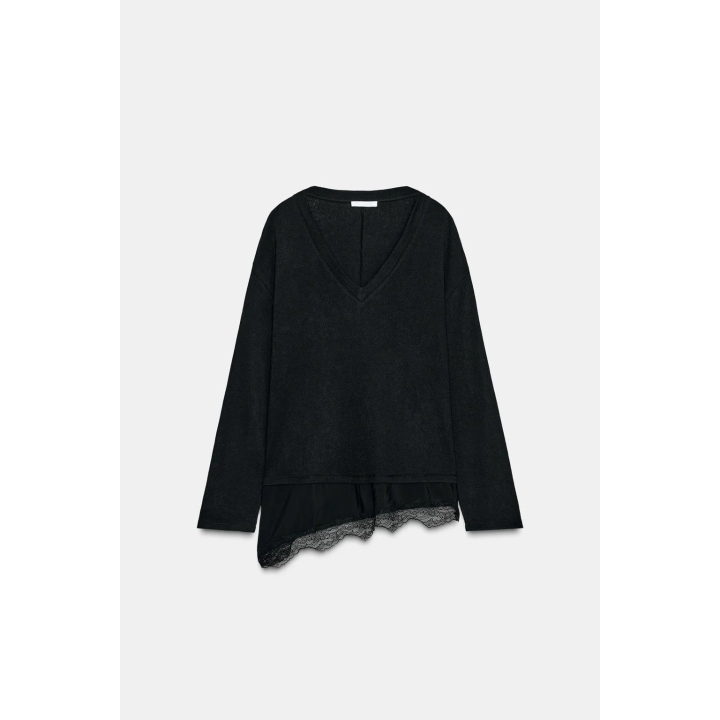 ФУТБОЛКА С КОМБИНИРОВАННЫМ КРУЖЕВОМ