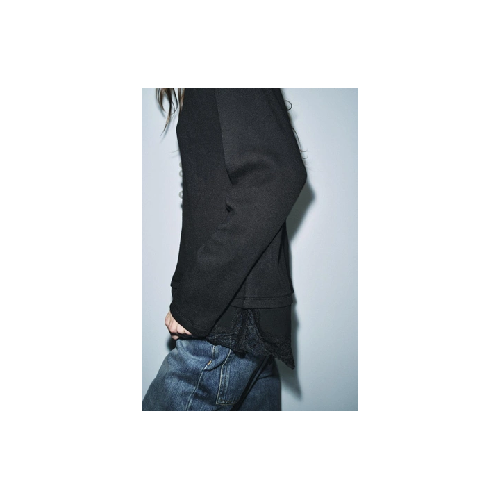 ФУТБОЛКА С КОМБИНИРОВАННЫМ КРУЖЕВОМ