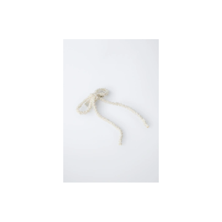 НАБОР ИЗ ДВУХ ЗАКОЛОК ДЛЯ ВОЛОС С БАНТОМ И БУСИНАМИ