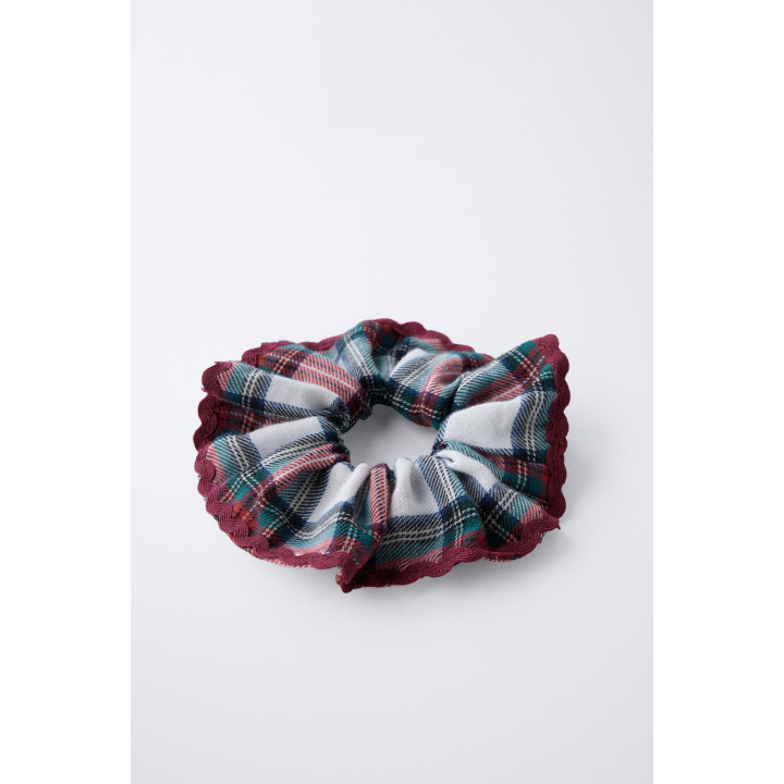 НАБОР ИЗ ДВУХ РЕЗИНОК ДЛЯ ВОЛОС ИЗ ФЛАНЕЛИ В КЛЕТКУ