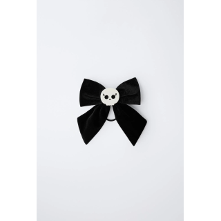 РЕЗИНКА ДЛЯ ВОЛОС С БАРХАТНЫМ БАНТОМ И ЧЕРЕПОМ