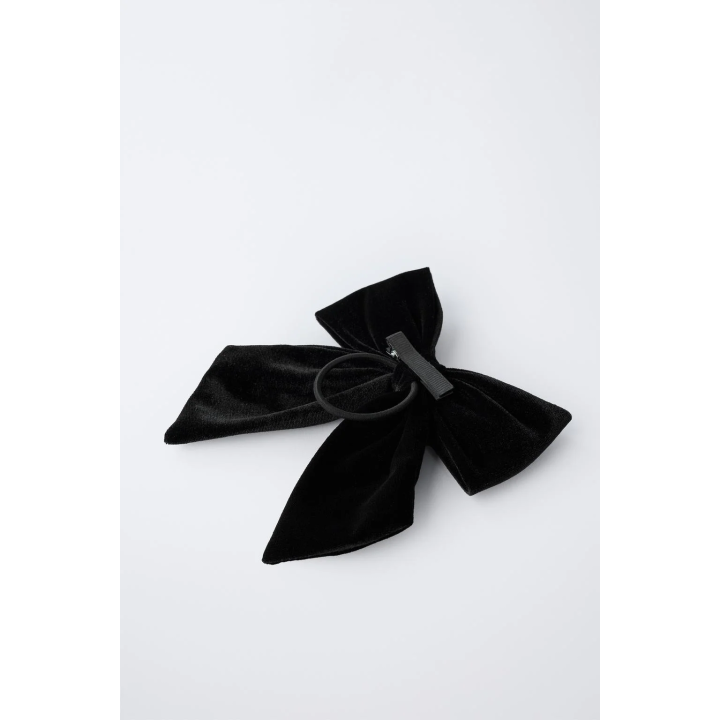 РЕЗИНКА ДЛЯ ВОЛОС С БАРХАТНЫМ БАНТОМ И ЧЕРЕПОМ