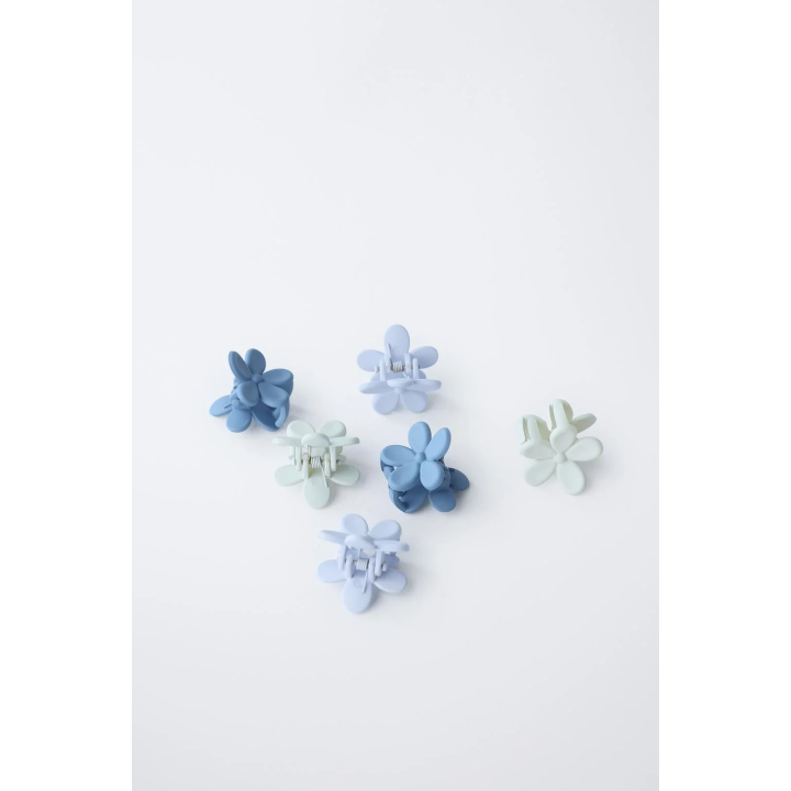 Набор с шестью заколками в форме цветов и десятью резинками для волос