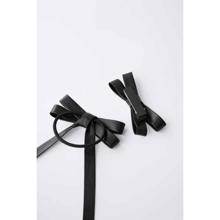 НАБОР ИЗ ЗАКОЛКИ-ЗАЖИМА И РЕЗИНКИ ДЛЯ ВОЛОС С БАНТОМ ПОД КОЖУ