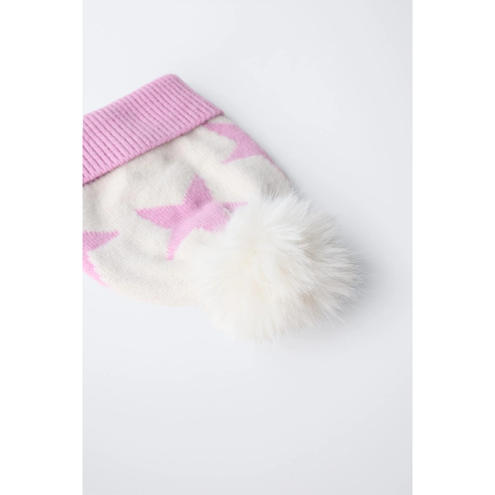 Шапка коллекции лыжных аксессуаров с звездой и помпоном