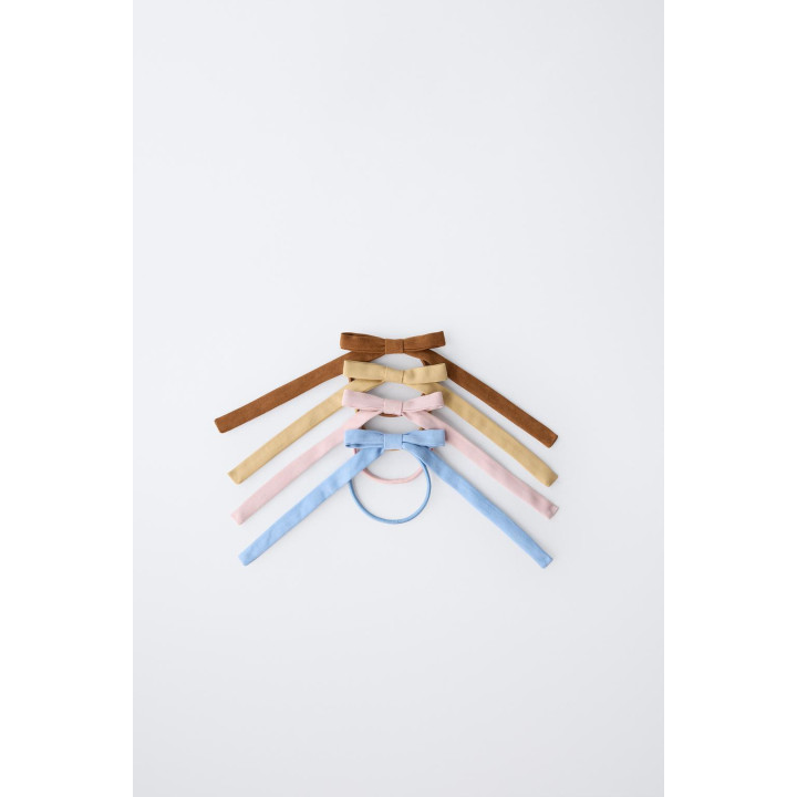 НАБОР ИЗ ЧЕТЫРЕХ РЕЗИНОК ДЛЯ ВОЛОС С БАНТАМИ ПОД ЗАМШУ