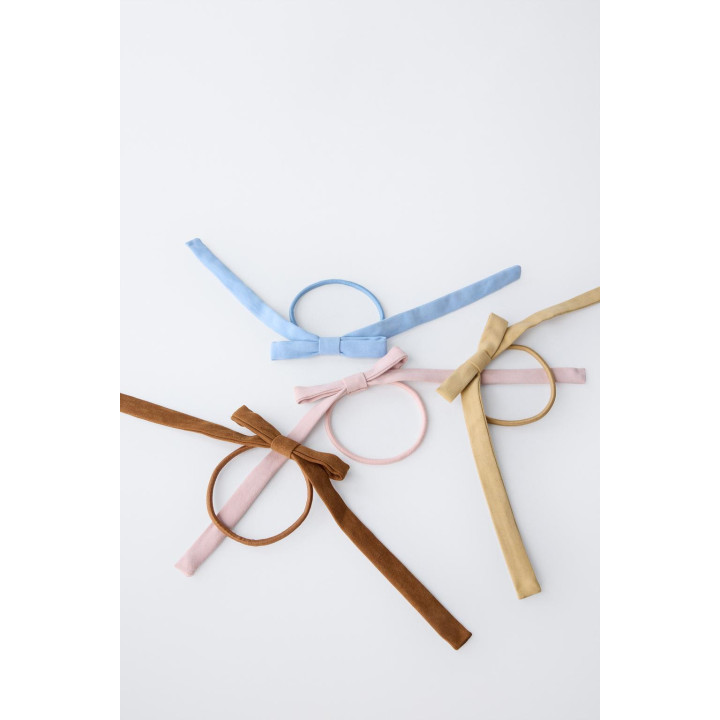 НАБОР ИЗ ЧЕТЫРЕХ РЕЗИНОК ДЛЯ ВОЛОС С БАНТАМИ ПОД ЗАМШУ