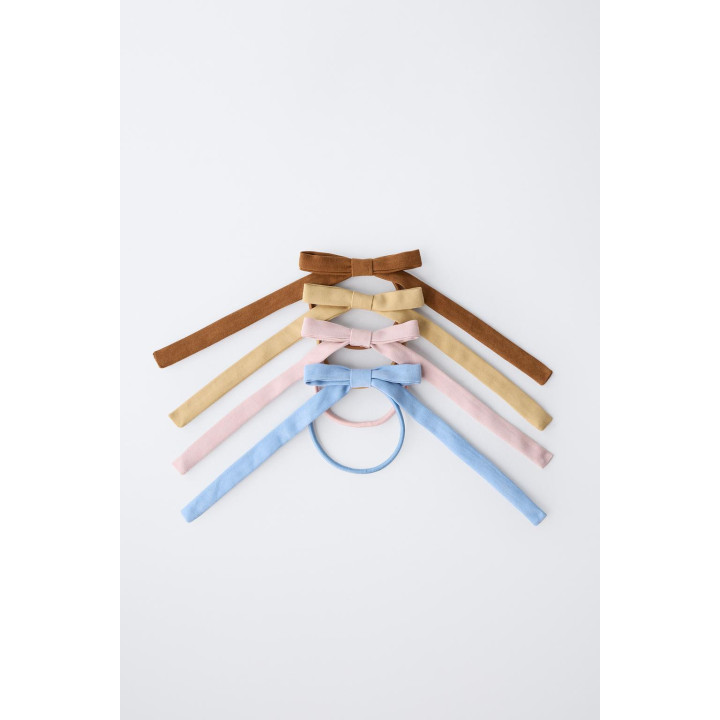 НАБОР ИЗ ЧЕТЫРЕХ РЕЗИНОК ДЛЯ ВОЛОС С БАНТАМИ ПОД ЗАМШУ