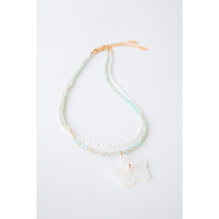 ОЖЕРЕЛЬЕ ИЗ БУСИН С ЦВЕТКОМ