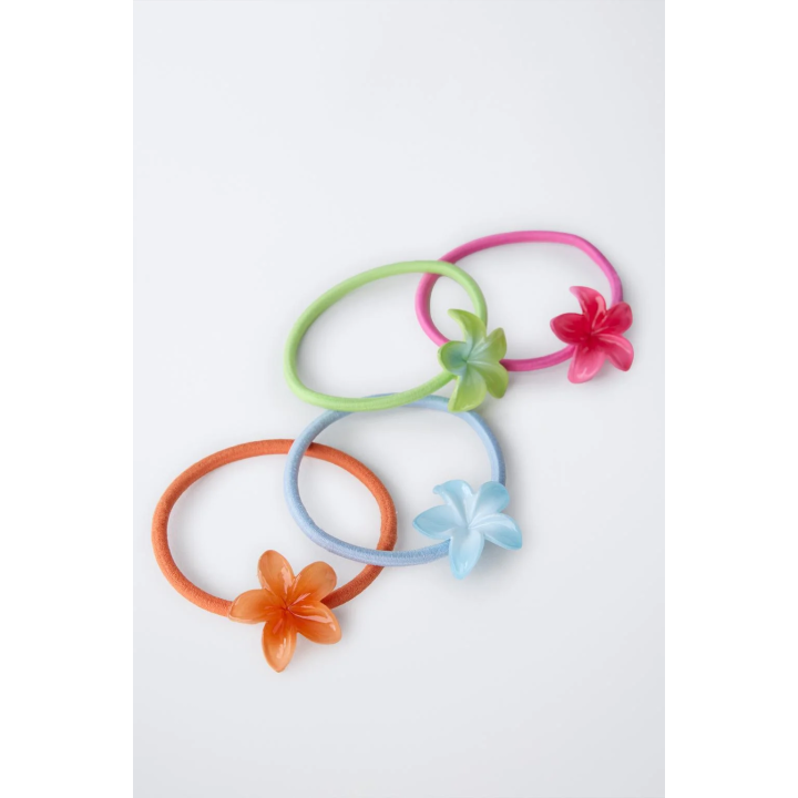 НАБОР ИЗ ЧЕТЫРЕХ РЕЗИНОК ДЛЯ ВОЛОС С ЦВЕТАМИ