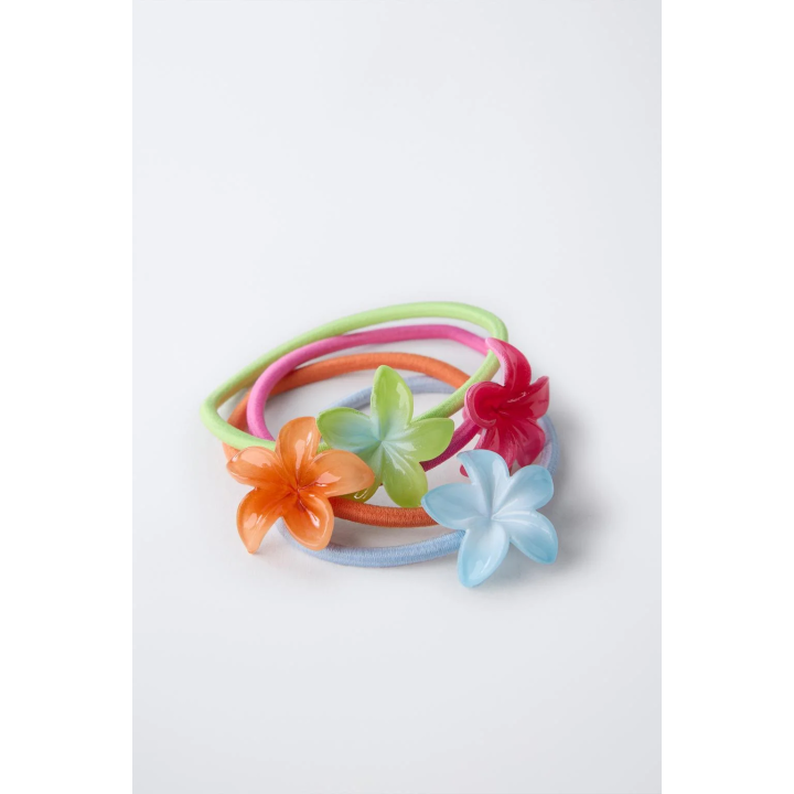 НАБОР ИЗ ЧЕТЫРЕХ РЕЗИНОК ДЛЯ ВОЛОС С ЦВЕТАМИ