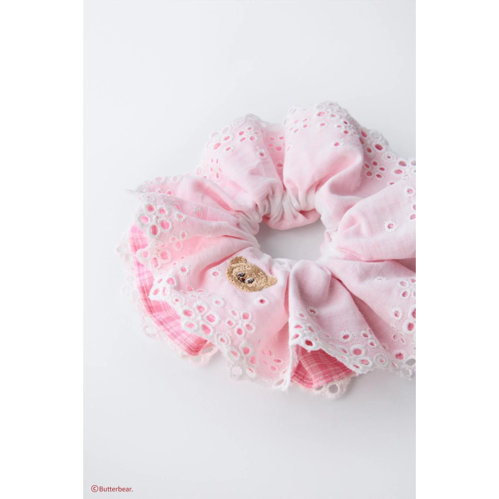 Резинка для волос butterbear © с двойным тканевым декором и вышивкой