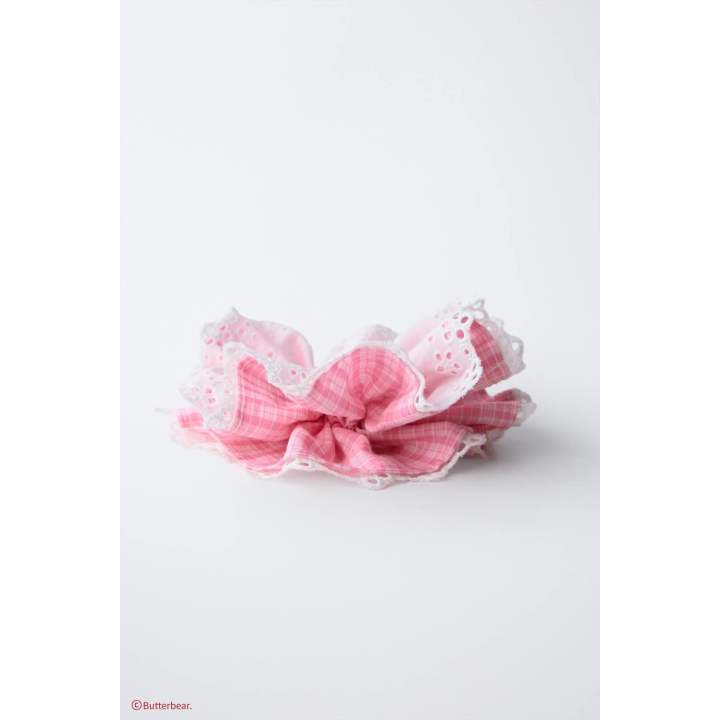 Резинка для волос butterbear © с двойным тканевым декором и вышивкой