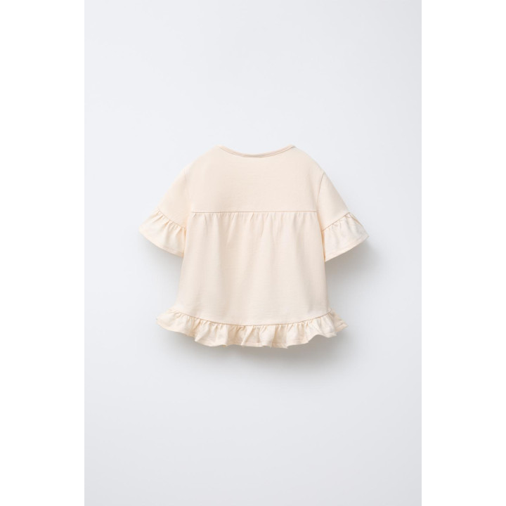 ОДНОТОННАЯ ФУТБОЛКА С ВОЛАНАМИ