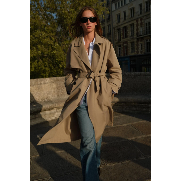 ДЛИННЫЙ ДВУБОРТНЫЙ ТРЕНЧ С ПОЯСОМ