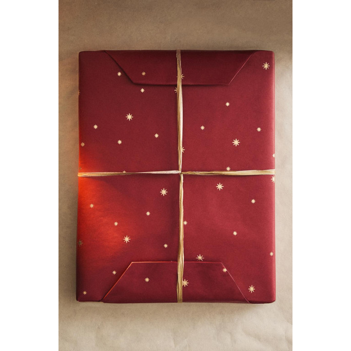 Набор для упаковки подарков с новогодней звездой из бумаги и лентой с бантом