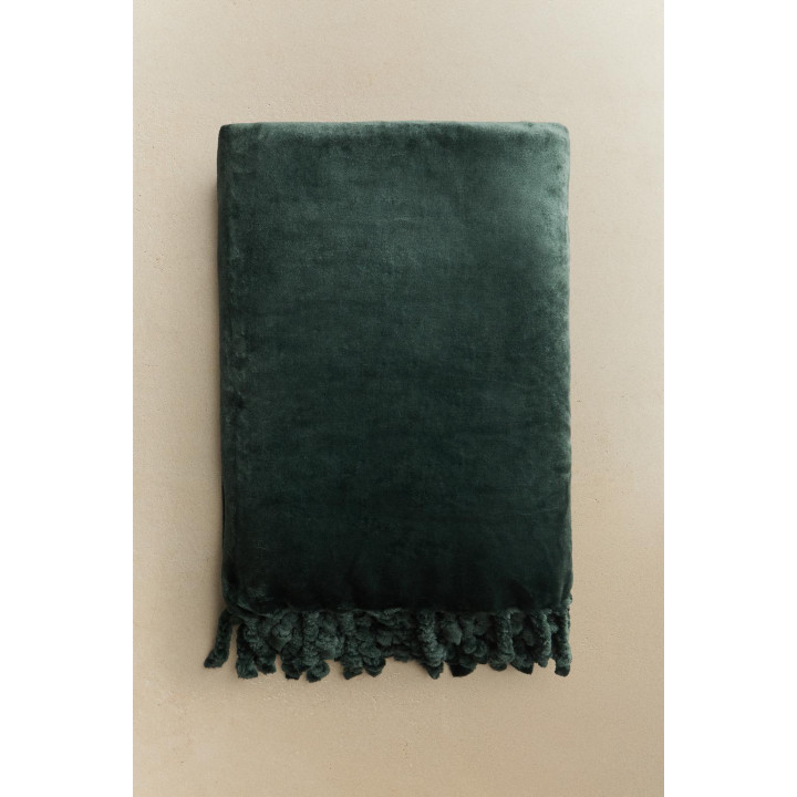 Плед из флиса с бахромой