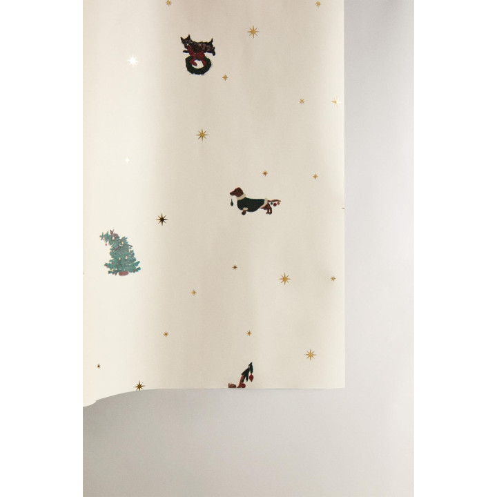 Бумага для упаковки подарков с рождественскими собаками