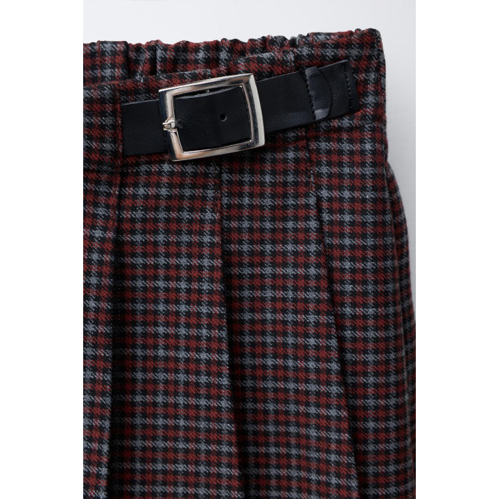 ЮБКА-ШОРТЫ В КЛЕТКУ С ПРЯЖКОЙ