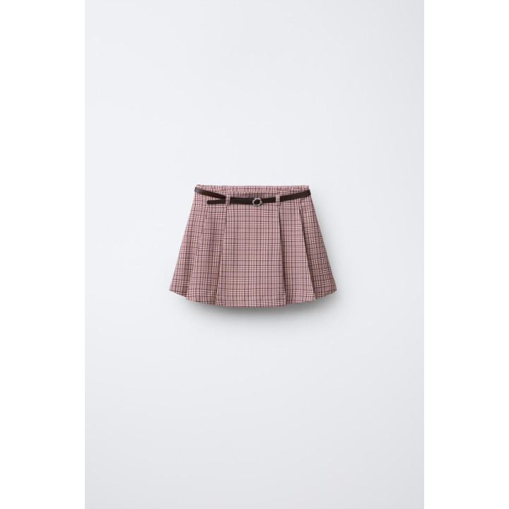 ЮБКА-ШОРТЫ В КЛЕТКУ С РЕМНЕМ